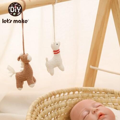 Let‘s make Baby Hanging Bed Bell Toy Cartoon Alpaca Plush Toy Hand Bell Multifunctional Plush Toy Stroller Mobile Gifts Boy Girl