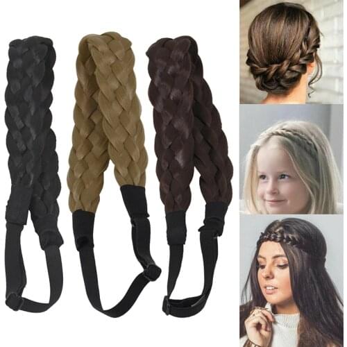 Bohemian Twist Braid Elastic Hair Bands 3.5cm Wide Synthetic Five Strands Wig Stretch Hair Bands Women Girls Hair Accessories