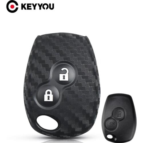KEYYOU 2 Button Carbon Silicone Car Key Case For Renault Duster Clio DACIA 3 Twingo Logan Sandero Modus For Nissan Car Key Case