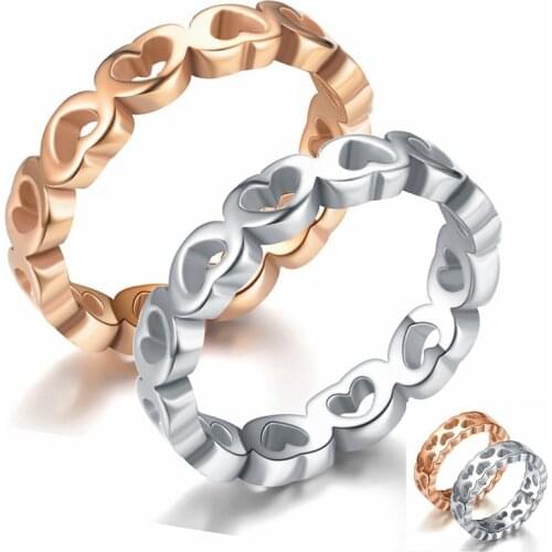 AsJerlya Silver Colour Hollowed-out Heart Shape Ring Design Cute Fashion Love Jewelry For Women Young Girl Child Gifts