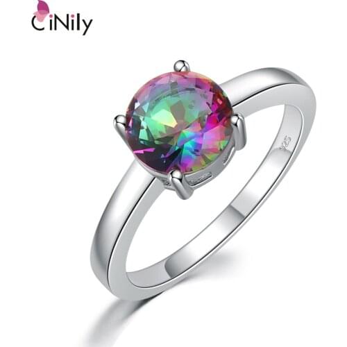 CiNily Mystic Zircon Silver Plated Ring Wholesale Retail Women Jewelry for Party Wedding Ring Size 5-11 OJ7324
