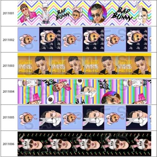 Printed Grosgrain Ribbon Rap Bad Bunny Singer for decoration supplies accessory new arrival 10 yards