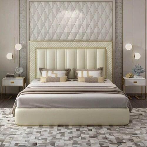 New design modern luxury adult leather bed 150 or 180 cm with storage