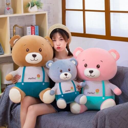 Lovely cartoon hello bear plush toy soft cotton sitting teddy bear doll throw pillow birthday gift h1585