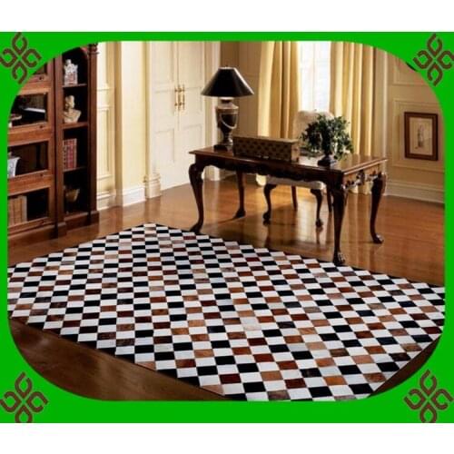 Fashionable art carpet 100% natural genuine cowhide leather fur rugs