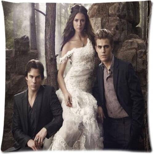 The Vampire Diaries Background Two Side Printed Cotton Linen Throw Pillow Case&Square Decorative Cushion Cover 17.7"X17.7"