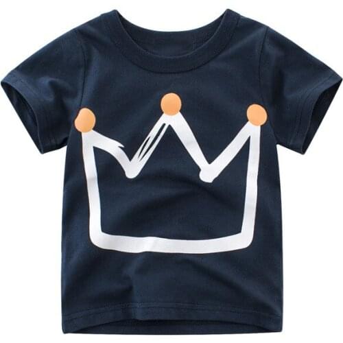 2021 summer new boys short-sleeved t-shirt crown pattern childrens compassionate Korean childrens clothing