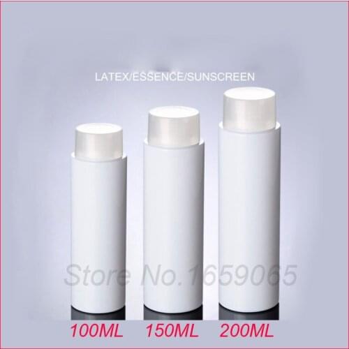 100/150/200G White flat shoulder PET plastic bottle w clean LID empty makeup water cosmetic container Refillable Bottles