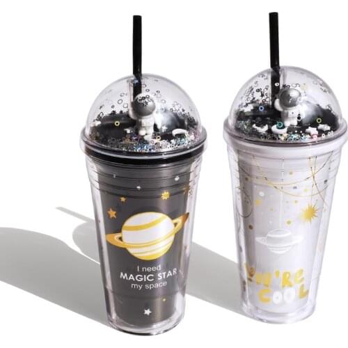 Double Wall Plastic Cup Cups with Lids And Straws Tumbler With Straw Mug Boba Cup Reusable For Bubble Leak Proof Tea Mugs 1PCS