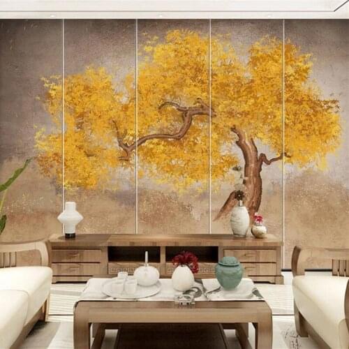 Custom 3D Photo Wallpaper Hand Painted Golden Maple Tree Large Mural Home Decor Living Room Sofa Bedroom Wall Papel De Parede