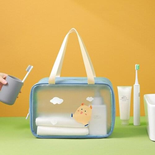 PVC Transparent Cartoon Cosmetic Bag Scrub Portable Wash Storage Bags Large Capacity Womens Cute Handbag Waterproof