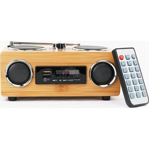 Retro Vintage Radio Super Bass FM Radio Bamboo Multimedia Speaker Classical Receiver USB With MP3 Player Support TF Card