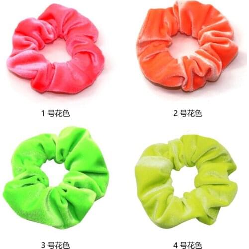 Free shipping womens Neon color velvet hair Scrunchies lovely Hairties Hair Accessories elastic rubber Ponytail Holder