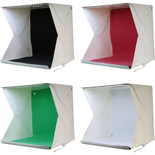 NEW Mini 30CM Folding Tabletop Studio Diffuse Soft Box with LED Light Black White Red Green Background Photo Studio Accessories