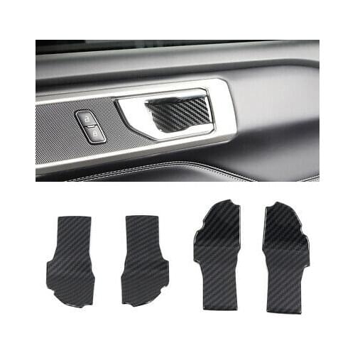 Carbon Fiber Look Inner Door Handle Bowl Cover Trim 4pcs For Ford Explorer 2020