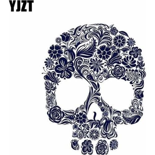 YJZT 11.2CM*14CM Flower Sugar Skull Motorcycle Helmet Car Sticker Decal 6-2383