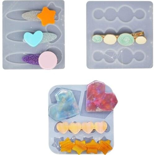 Crystal Epoxy Resin Mold Hair Clip Barrette Casting Silicone Mould DIY Crafts Jewelry Hairpin Making Tools