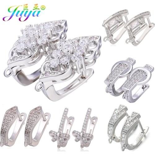 Juya DIY Earring Making Material Supplies Fastener Cubic Zirconia Earring Hooks Accessories For Fashion Dangle Earrings Handmade