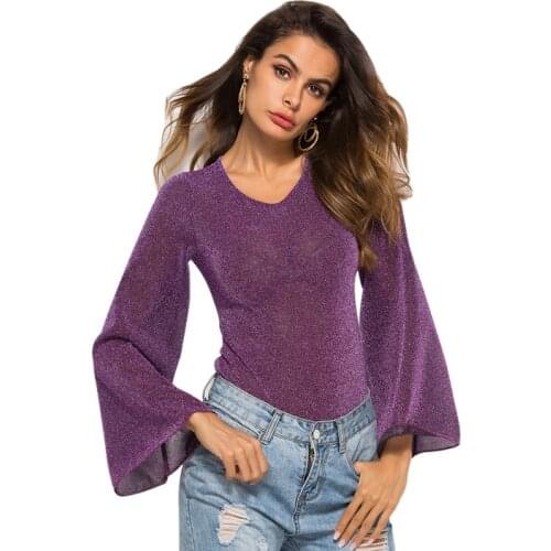 Women Paysuit Long-sleeved Sexy Bodysuit Slim Feminine One-piece Top with Composite Mesh Fabric