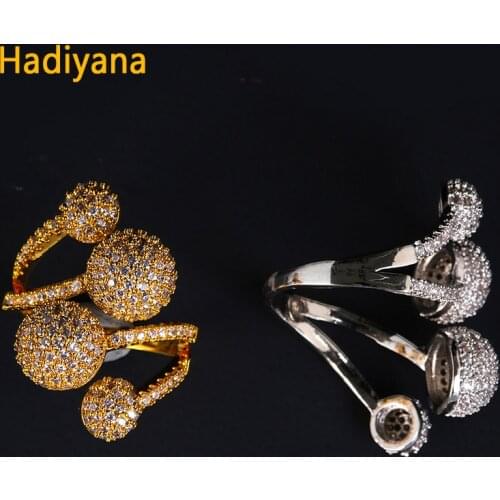 HADIYANA Fashion Brand Cubic Zirconia Delicate Ring 2018 Women Clear Stone Round Ball European Ring With adjustable size CP282