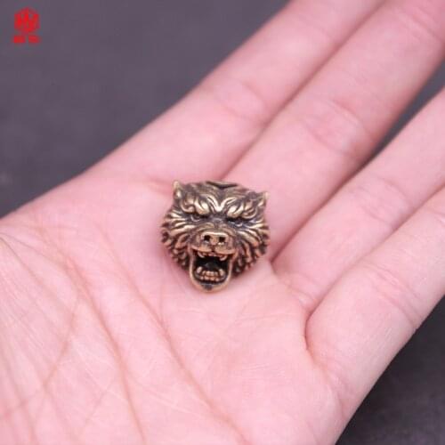 1PC Bear Head Retro Brass Copper EDC Paracord Beads Lanyard Pendants Knife Beads Umbrella Rope Cord Necklace Bracelet Beads