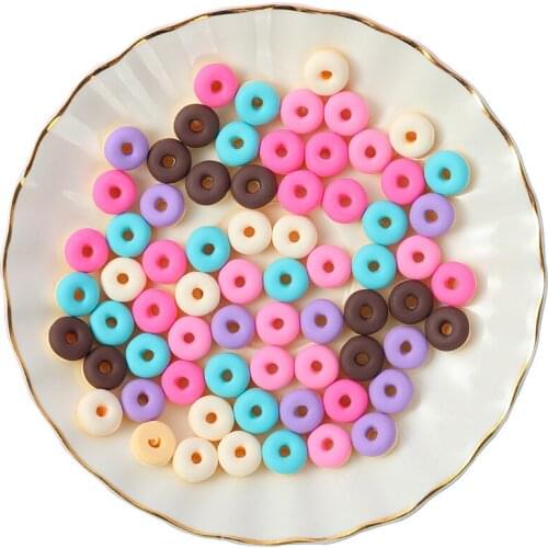 10pcs 12mm Cute Resin Mini Candy Donut Doll Food Dollhouse Miniature Accessories For Home Craft Decor Kids Kitchen Toys