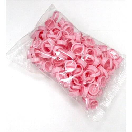 100PCS/Pack Large Size Microblading Ink Ring Cup Pink Plastic with a Box for Ink Holder Pigment Cup