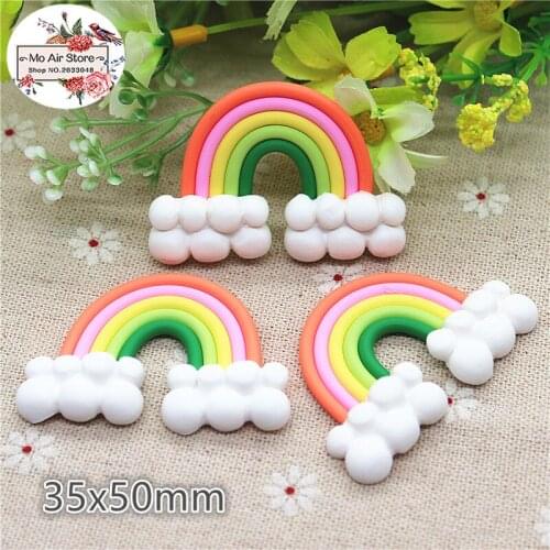5PCS polymer clay hand made rainbow Flatback Cabochon Miniature Food Art Supply Decoration Charm Craft