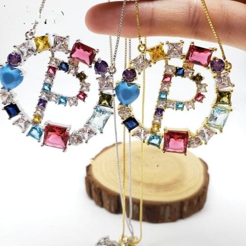 5pcs Stock intials colorful necklace can select and mixed the initals wholesale