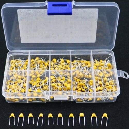 500pcs 10 Values Each 50 0.1uF-10uF(104~106) 50V Multilayer Ceramic Capacitor Assorted Kit Assortment Set with Storage Box