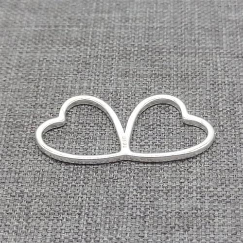6pcs of 925 Sterling Silver Love Heart Connector Charms for Necklace Bracelet