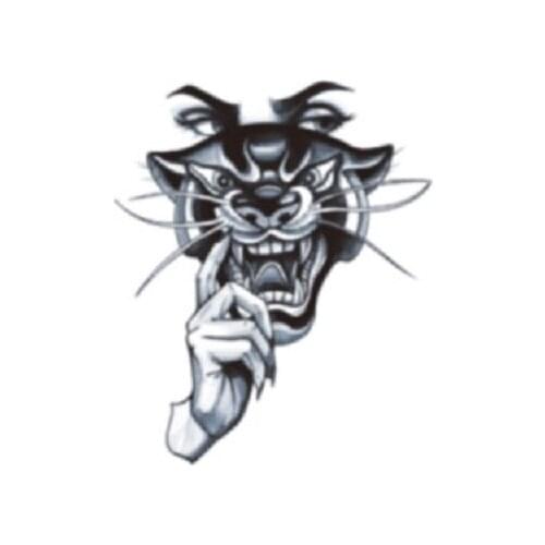 95MM×73MM Masked Leopard Waterproof Tattoo Sticker Dark Series Personality Manuscript Leopard