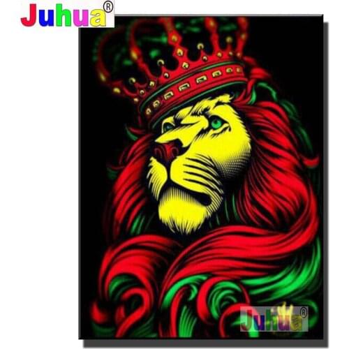 Cartoon Crown Lion diy diamond painting rhinestone full square round drill diamond embroidery sale Animal home wall decor