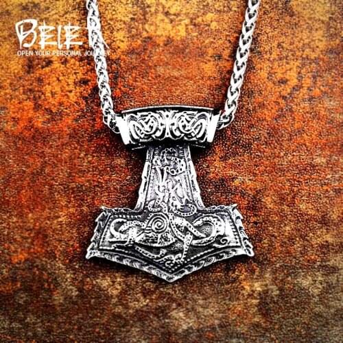 Beier 316L stainless steel Norse Vikings Pendant Amulet C eltic Knot Bear Pagan necklace guardian Original Animal Jewelry LP364