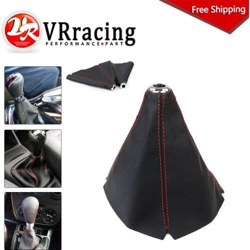 FREE SHIPPING PVC Carbon Fiber Look Blue / Red JDM Stitch Shift Knob Shifter Boot Cover MT/AT VR-SBC12