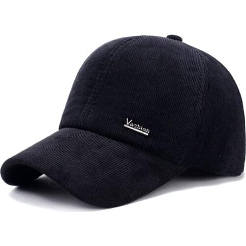 Middle Aged Baseball Cap Striped Mens Hat Winter Hat Winter Hat Warm Corduroy Thickened Cotton Hat Cold Proof Ear Protection