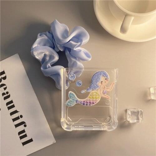 For Samsung Zflip3 Mermaid Bracelet Phone Case for Samsung Galaxy Z Flip 3 Cover F7110 Conque Funda Capa for ZFLIP3 Cases