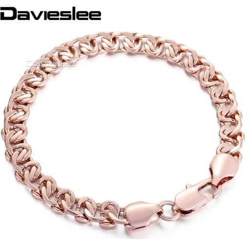 Davieslee Womens Bracelet Chain 585 Yellow White Rose Gold Filled Curb Cuban Snail Link 8mm 18cm-25cm LGB271