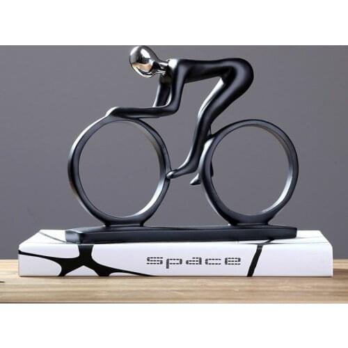 Decoration Bicycle Statue Champion Cyclist Sculpture Figurine Resin Modern Abstract Art Athlete Bicycler Figurine Home Decor
