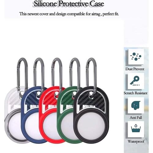 Airtag Holder Silicone Airtag Case with Keychain Anti-Lost Apple Airtag Tracker Locator Attached on Pet Leash Schoolbag Luggage