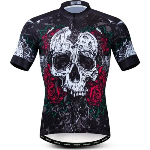 Cycling Jerseys Men Skull Head Bicycle Clothing Breathable Short Sleeve Mtb Bike Shirts Quick Dry Bike Uniforms