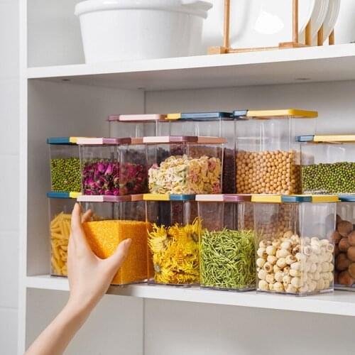 Food Grain Beans Storage Tank Cereal Dispenser Snacks Nut Transparent Clear Seal Box Freezer Organizer Plastic Pantry Container
