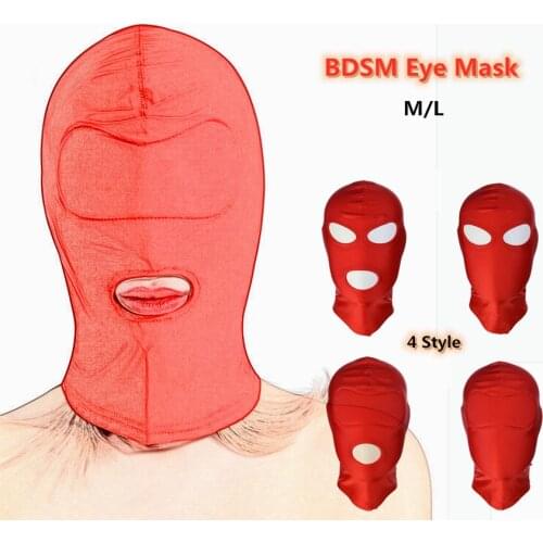 Exotic Apparel of Red Elasticity Hood Punish Headgear Mask Sex Product for Couples Love Game Fetish Bdsm Slave Bondage Role Play