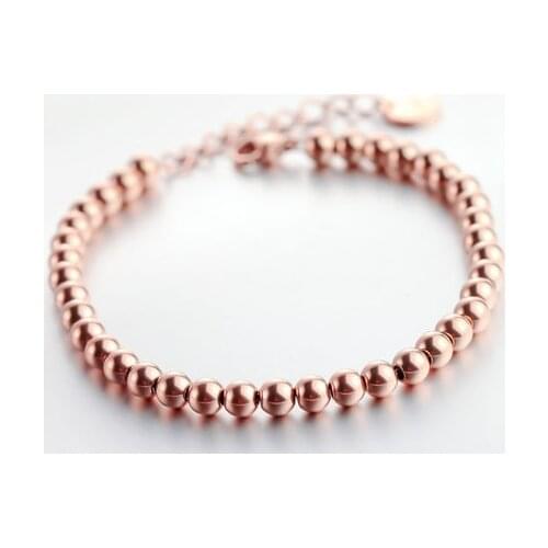 YUN RUO Smooth Steel Ball Couple Bracelet Fashion Jewelry Titanium Steel Rose Gold Color Valentine Gift Free Shipping Not Fade