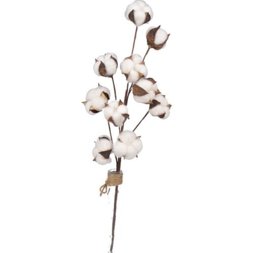 10 Head Natural Dried Cotton Flower Artificial Plants superior quality Fake Flowers Floral Branch For Wedding Party Home Decor