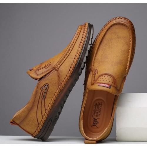 Summer Casual Slip-on Shoes Genuine Leather Men Sneakers Fashion Jogging Shoes Outdoor Walking Footwear Flats Brand 2021