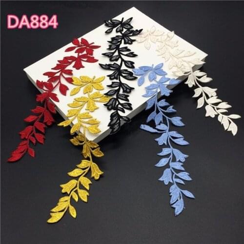 10 PCS 24 * 6.5 cm multi-color optional Iron stick Dress lace applique leaves flower patch dancing garment accessories DA884