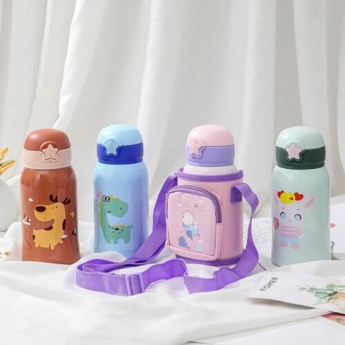 New Fashion Students Children Thermos Cup Cartoon Straw Cup Portable Leak-Proof Drop Resistance 316 Stainless Steel Water Bottle