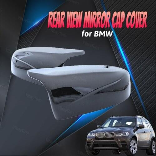 M Style Black Replacement Horn Shape Side Mirror Covers 2pcs for BMW X5 E70 X6 E71 2008 2009 2010 2011 2012 2013