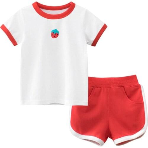 2021 Summer Childrens Clothing Set for Girl Cartoon Fruit Kids Short Sleeve Sports Suit Girls T-shirt and Shorts Two-piece